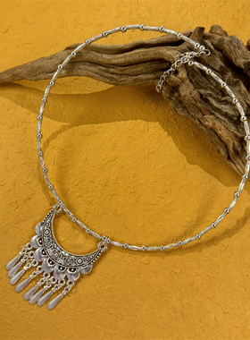 苗族民族风苗银流苏项圈项链