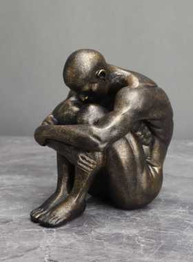 新款直销新中式树脂牧童站牛人物雕塑卧室书房电视柜桌面家居软装