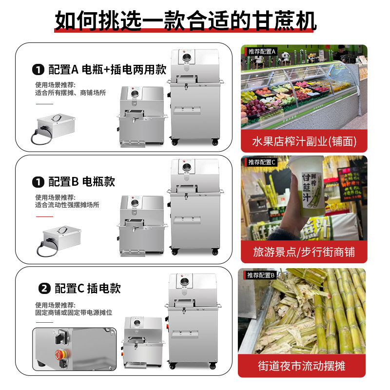 品升甘蔗机商用榨汁机器全自动摆摊不锈钢蓄电瓶台式压榨甘蔗机,淘宝优惠券,粉丝福利购,淘宝优惠卷