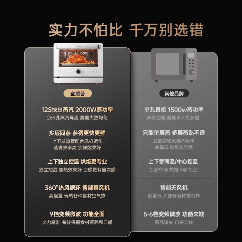 宜盾普微蒸烤一体机四合一台式家用水波炉蒸烤箱智能电蒸箱
