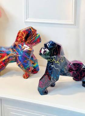 新款WG240805热销书创意炫物彩几何猩猩摆件家居桌面办公室好树房