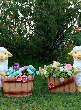 园林观仿真小绵羊花动景物雕塑户外小绵羊花缸件花庭院幼儿园草坪