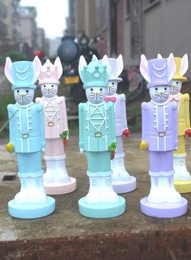 新款直销亚马逊跨境树脂摆件可爱马卡龙色兔子树脂工艺品装饰工艺