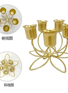 新款直销创意铁艺莲花烛台浪漫烛光铁艺摆件舞台婚礼道具餐厅卧室
