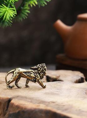 新款直销狮子小铜摆件黄铜实心狮子王宠钥匙扣微雕古玩铜器铜艺铜