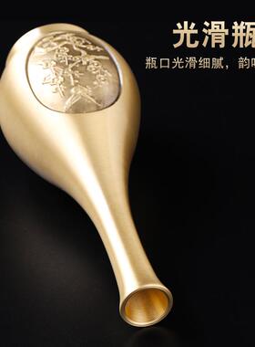 新款直销黄铜现代喜上眉梢雕花瓶客厅桌面摆件中国风插花瓶家居装