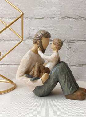 新款直销亚马逊新款父子雕像摆件创意家居桌面无脸人物摆设装饰树