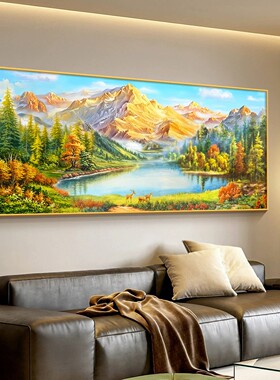 背靠金山客厅沙发背景墙装饰画麦田丰收图餐厅挂画高级感走廊壁画