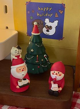 迷你可爱圣诞树猫咪桌面摆件圣诞老人便签夹留言车载摆件装饰礼物