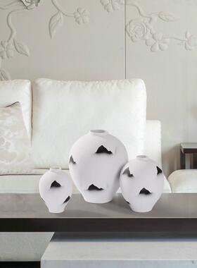 新中花山瓶水墨纹陶瓷摆装件茶室玄关客厅博式古架ML8784样板房花