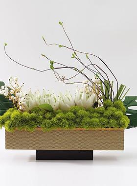 现代奢高档039仿真花台艺摆件酒餐桌店售楼处前接待处轻软装绿植