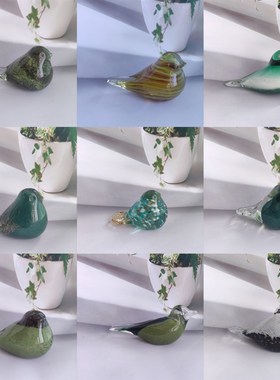 创意小饰品家居桌面汽车摆件书架装饰镇纸玻璃琉璃小鸟生日礼物