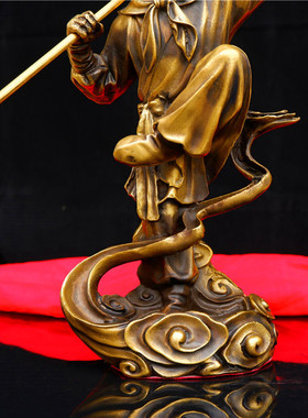 开运纯铜猴子摆件齐天大圣踏云孙悟空 斗战胜佛神像家居工艺品