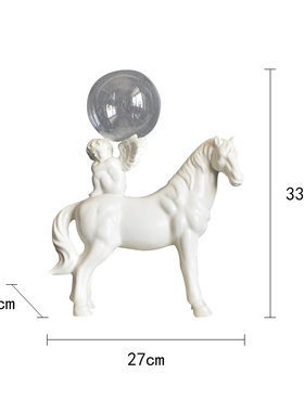 北欧白色陶瓷泡泡天使马摆件雕塑样板间客厅艺术创意轻奢软装饰品