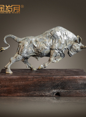 铜金岁月黄铜牛摆件铜孺子牛金属摆件牛摆件开业礼品雕塑工艺