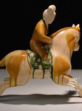 陕博马球俑 复古怀旧家居装饰品古董摆件 酒店软装陶瓷艺术收藏品