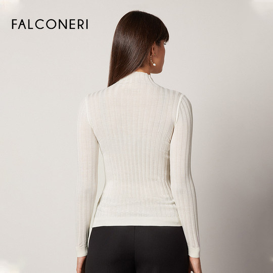 FALCONERI Suéter de cachemira de Año Nuevo ajustado con cuello alto y color original para mujer DML261Y