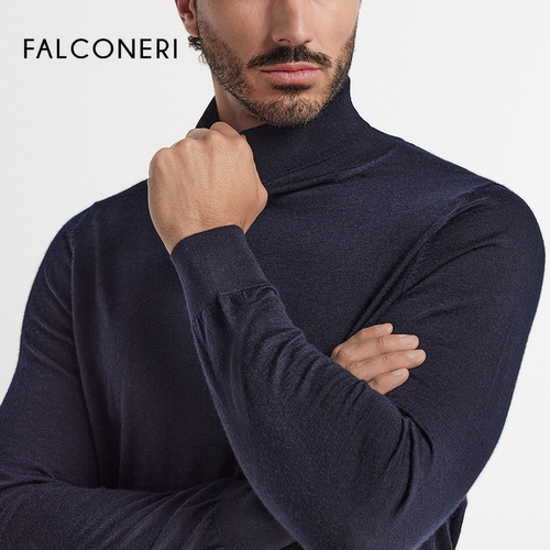 FALCONERI男士时尚经典商务保暖修身山羊绒高领毛衣针织衫UML250L - 图2