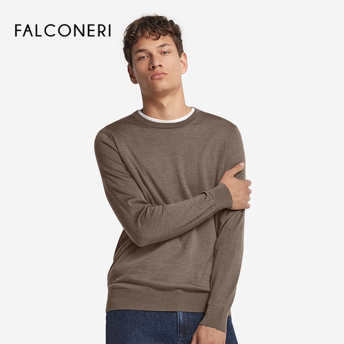 【杰森同款】FALCONERI男士圆领毛衣四季原色山羊绒针织衫UML250A - 图0