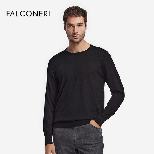 【杰森同款】FALCONERI男士圆领毛衣四季原色山羊绒针织衫UML250A - 图1