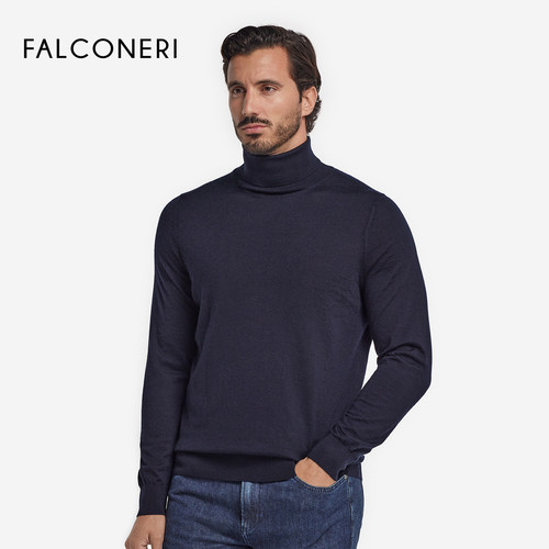 FALCONERI男士时尚经典商务保暖修身山羊绒高领毛衣针织衫UML250L - 图3