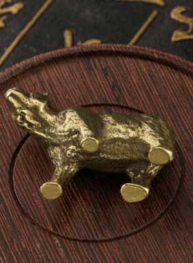 直销新款做旧仿古黄铜狗熊摆件古玩茶宠办公桌摆设黄铜动物金属工