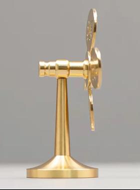 新款直销黄铜风车摆件办公室桌面小铜器风生水起小风扇可转动风车