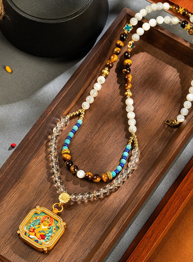 擦擦唐卡手绘扎基拉姆五台山五爷唐卡吊坠黄财绿度母文殊唐卡吊坠