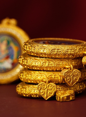 手绘擦擦唐卡吊坠绿度母扎基拉姆五爷黄铜配饰男女款藏式擦擦唐卡