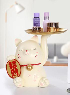 直销新款猫摆件葫芦树杈家居钥匙摆设玄关猫托盘摆件钥匙收纳