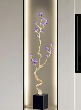 招财紫水晶入门玄关摆件轻奢高端细长电视柜旁台面装饰乔迁新居