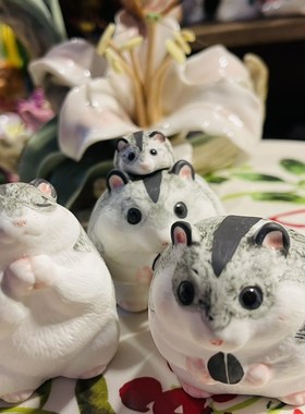 高温陶瓷吃货小仓鼠陶瓷公仔摆件创意家居饰品办公桌摆设少女礼物