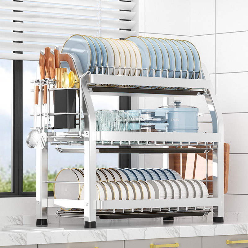 不锈钢厨房碗碟收纳架家用盘子碗筷E刀具菜板置物架放碗盘沥水架,淘宝优惠券,粉丝福利购,淘宝优惠卷