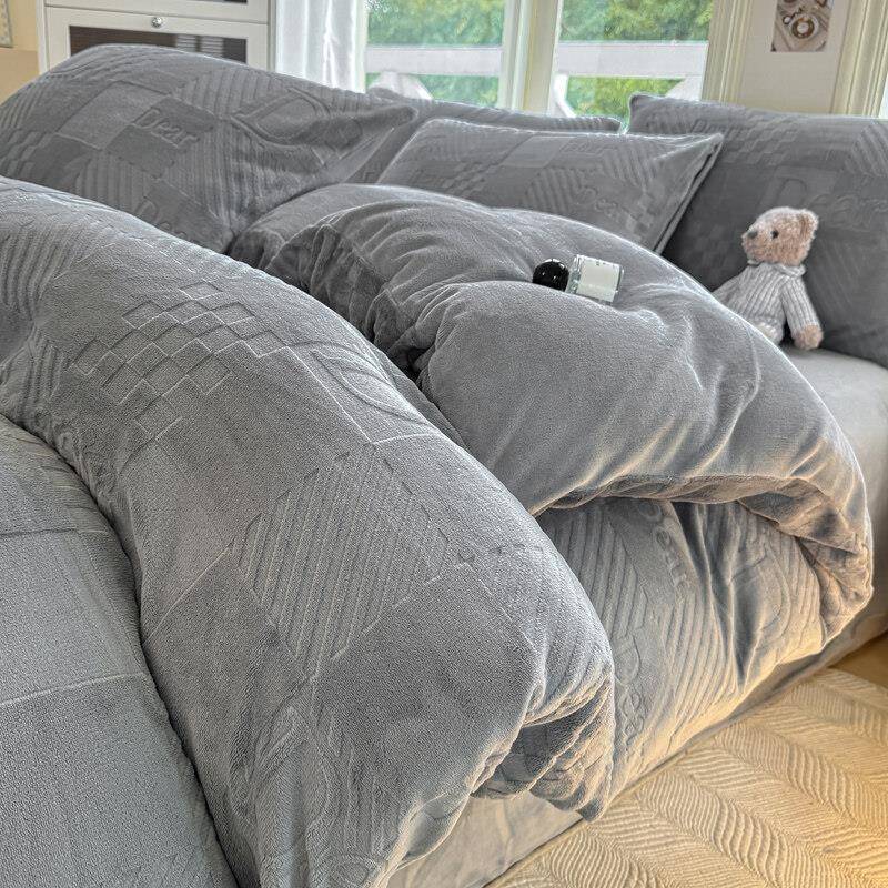 2024新款加厚牛奶绒被套单件a类150x200双面法兰绒珊瑚绒被罩冬季 - 图1