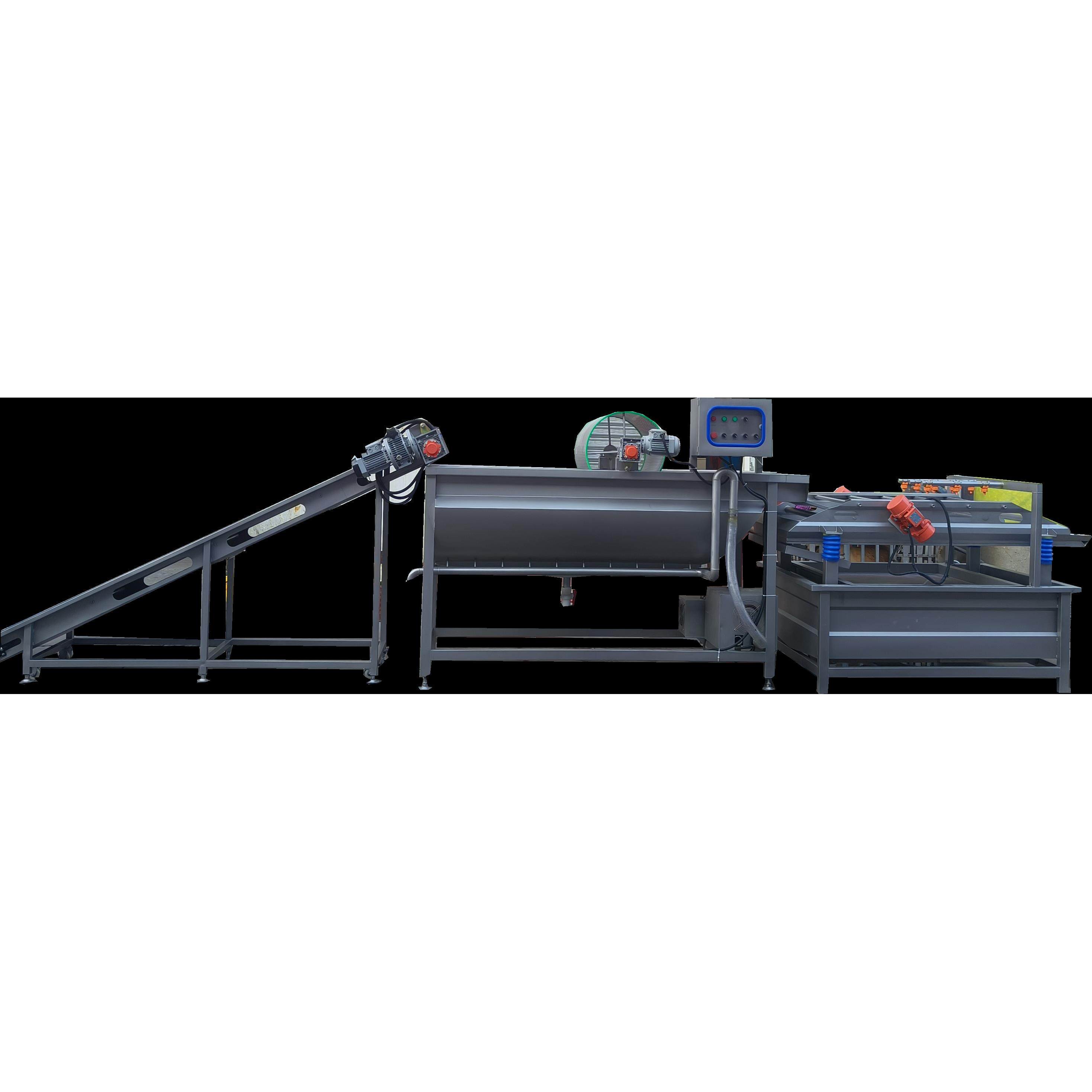 Large-scale clean vegetable processing line in central kitchen, eddy current cleaning machine for root vegetables, prepared leafy vegetables