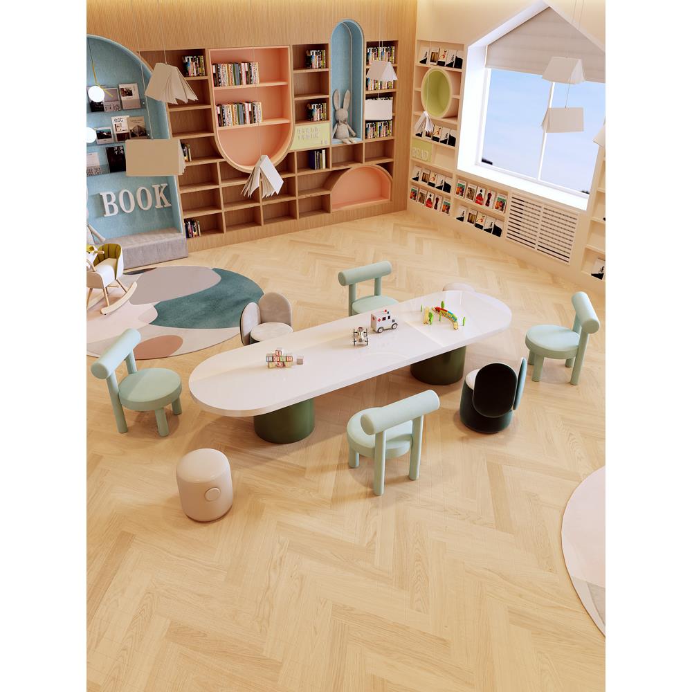 Early education center children's table and chair combination kindergarten baby early education entertainment handmade painting reading training special-shaped table