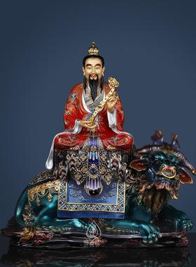 三清祖师铜像元始天尊骑牛太上老君供奉神像鎏金纯黄铜三清道祖像