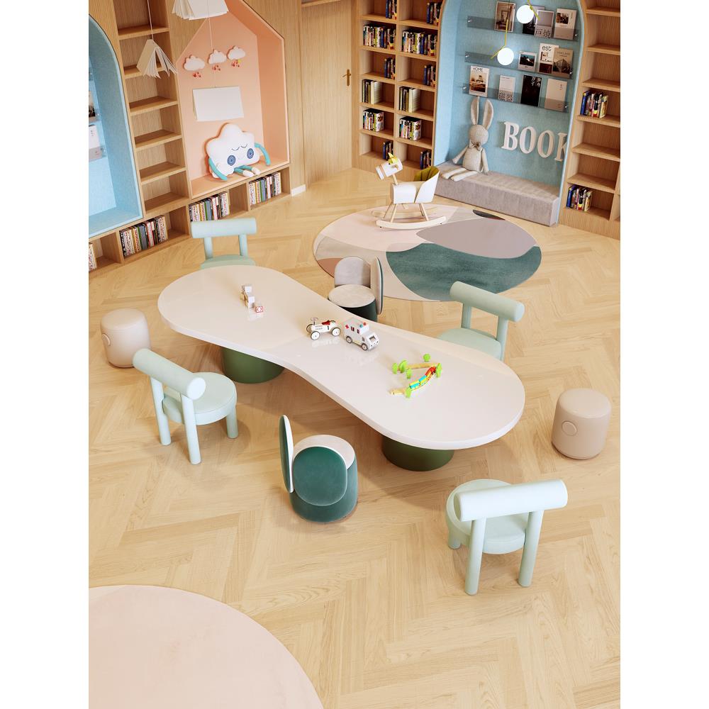 Early education center children's table and chair combination kindergarten baby early education entertainment handmade painting reading training special-shaped table