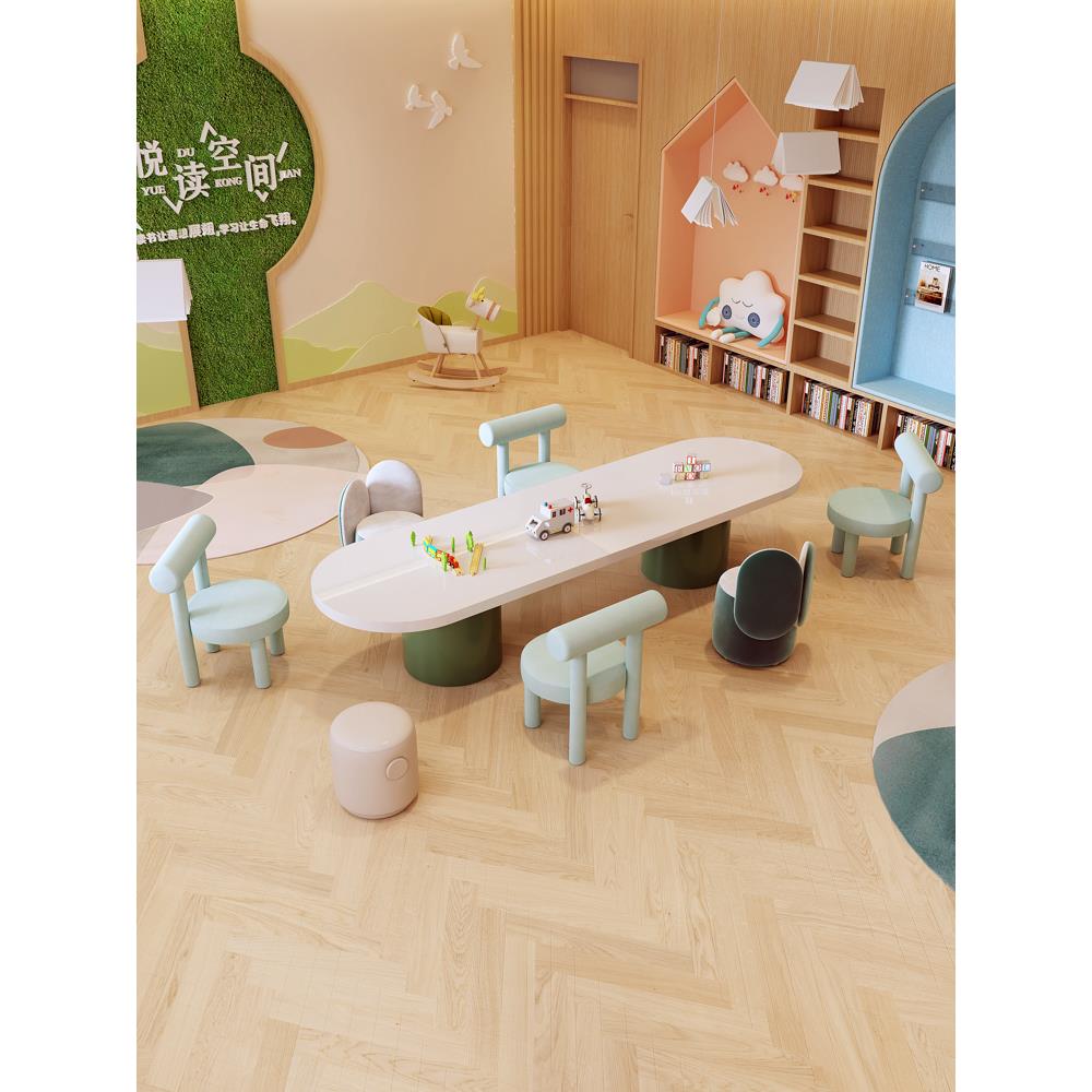 Early education center children's table and chair combination kindergarten baby early education entertainment handmade painting reading training special-shaped table