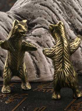 新款直销跨境新款仿古玩黄铜熊摆件可爱熊茶宠办公室桌铜艺工艺品