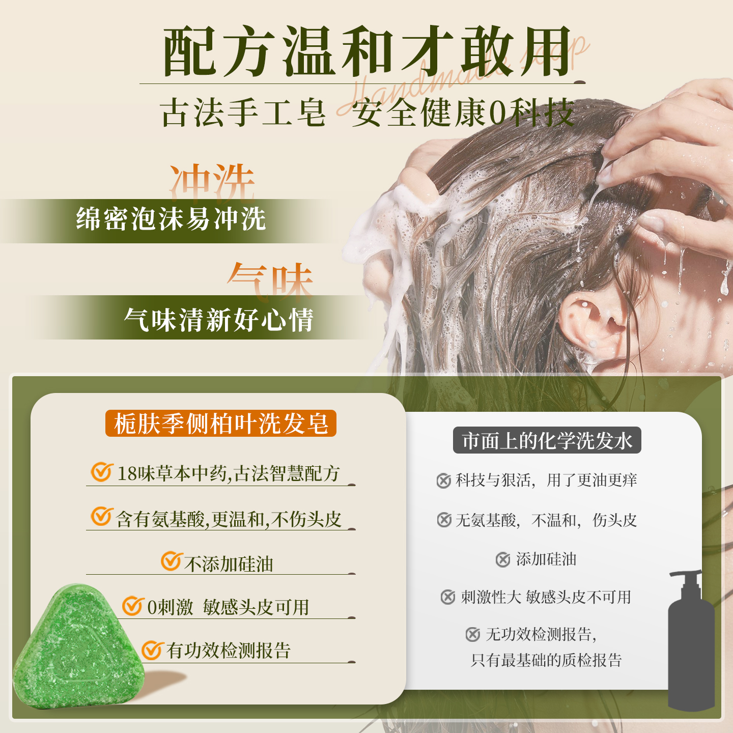 侧柏叶洗发皂新疆乌斯曼草何首乌固发防脱中药洗头手工精油皂药皂