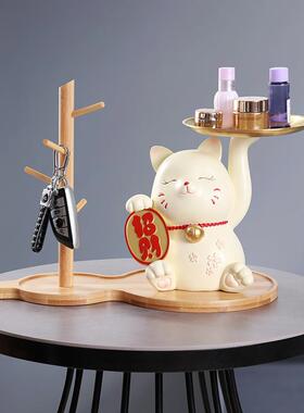 新款直销猫摆件客厅树杈收纳摆件摆设轻奢托盘钥匙收纳玄关猫