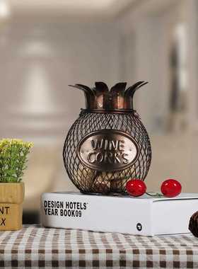 直销新款跨境工艺品菠萝储物罐创意家居摆件菠萝网状瓶塞罐工艺品