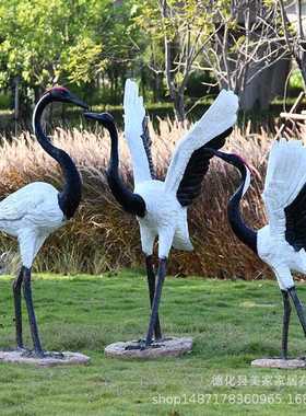 直销新款户外园林景观别墅花园小区商场草坪装饰仿真动物仙鹤雕塑