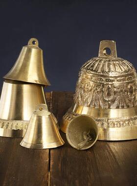 直销新款铜钟铜铃铛门铃黄铜铃铛提醒铃开口复古宠物铃铛