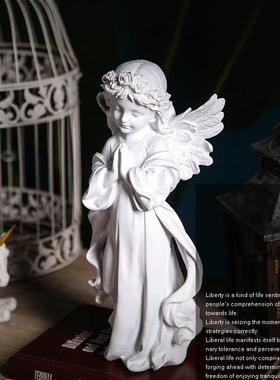 直销新款美式创意女孩天使雕塑摆件家居客厅装饰品摆设卧室书房树