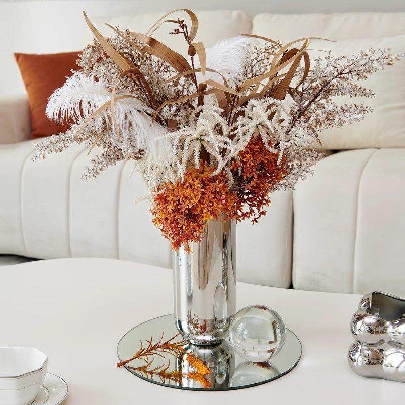 现代轻奢不锈钢花瓶极简银色茶几花艺摆件售楼处北欧客厅软装饰品,淘宝优惠券,粉丝福利购,淘宝优惠卷