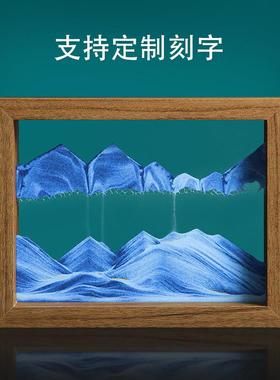 3d立体创意解压流沙画摆件客厅玄关电视柜办公室桌面旋转装饰品