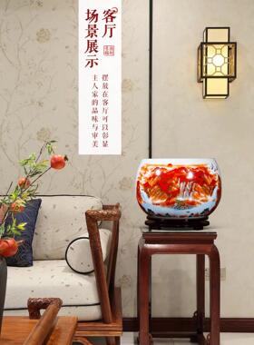 景德镇陶瓷器新款鸿运当头聚宝盆大号客厅办公室空调招财摆件正品