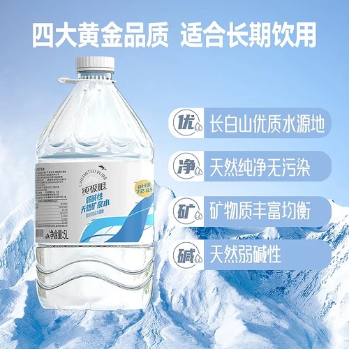 【高端品质】纯极限弱碱性天然矿泉水5L*4桶+500ml*24瓶组合 - 图1